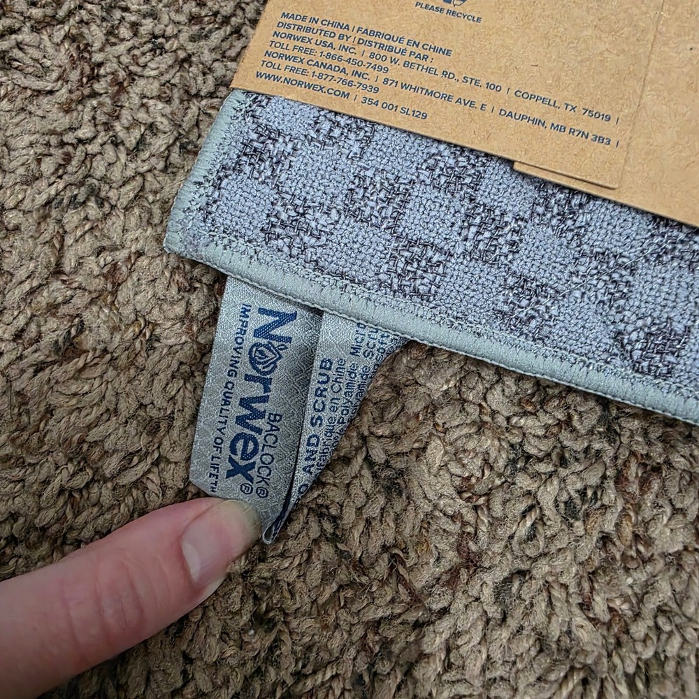 Norwex EnviroScrub 3 Set Graphite Gray Dual Side Microfiber Scrub Cloth BacLock - Picture 5 of 5